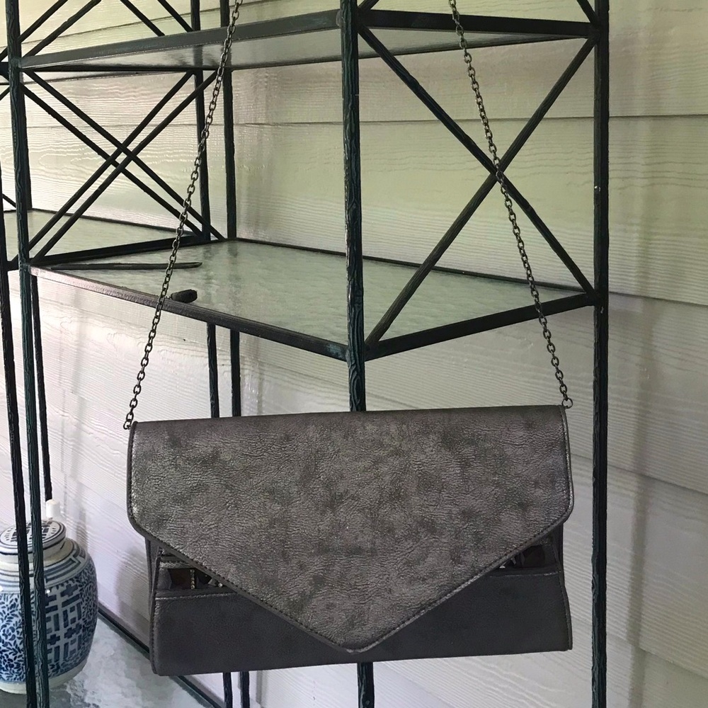 Silver MMS Clutch with Chain